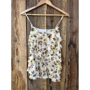 Lauren Conrad Ruffle Spaghetti Strap Y2K Floral‎ Tank Boho Cottagecore Romantic